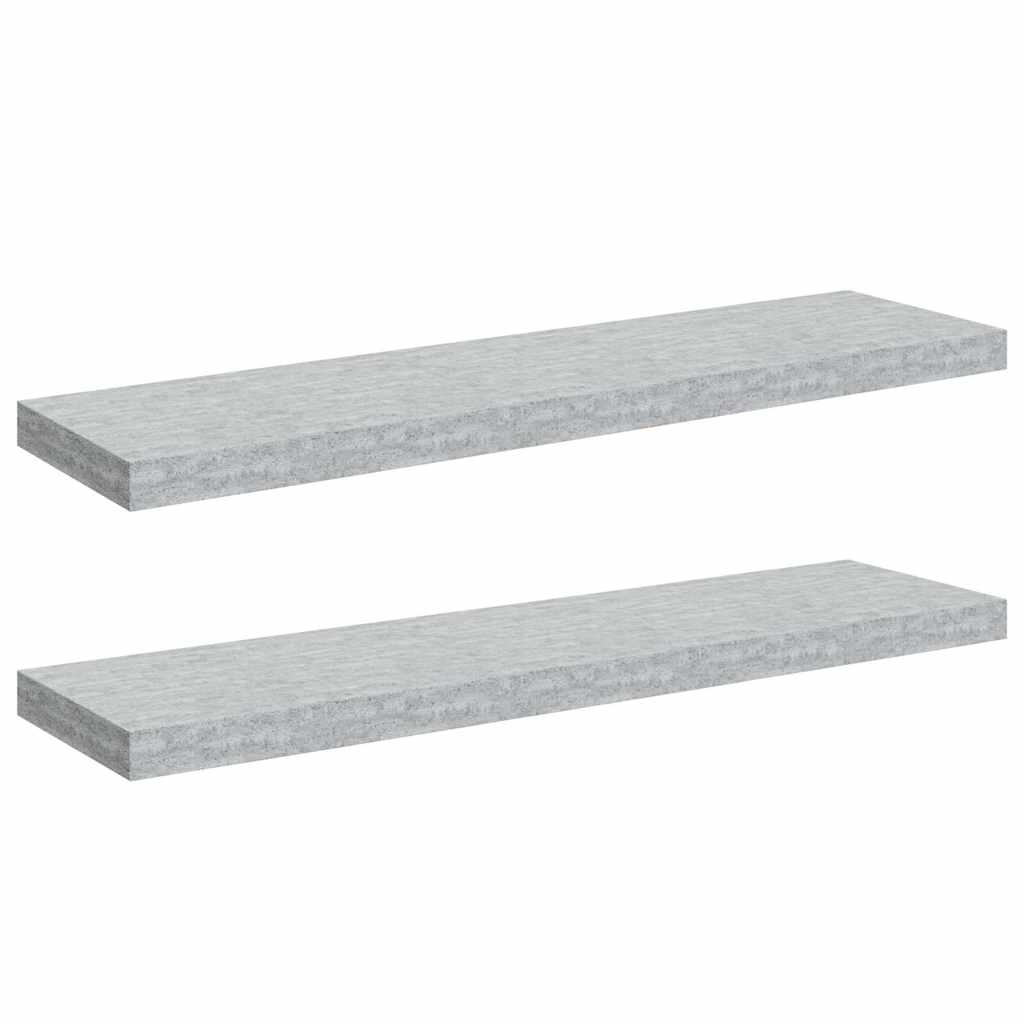 Vidaxl wandschappen zwevend 2 st 90x23,5x3,8 cm mdf betongrijs