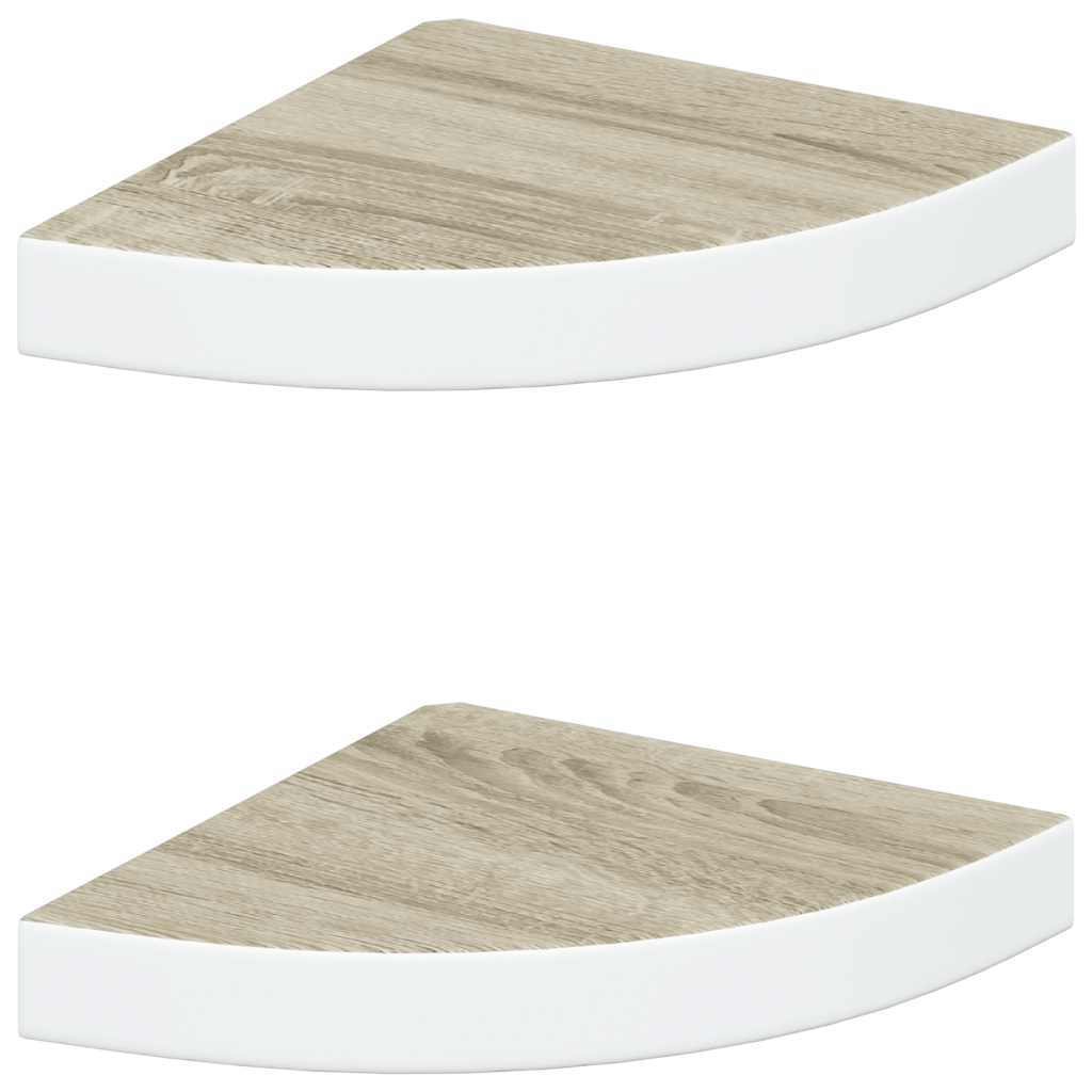 Vidaxl hoekwandschappen 2 st 25x25x3,8 cm mdf eikenkleurig en wit