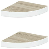 Vidaxl hoekwandschappen 2 st 25x25x3,8 cm mdf eikenkleurig en wit