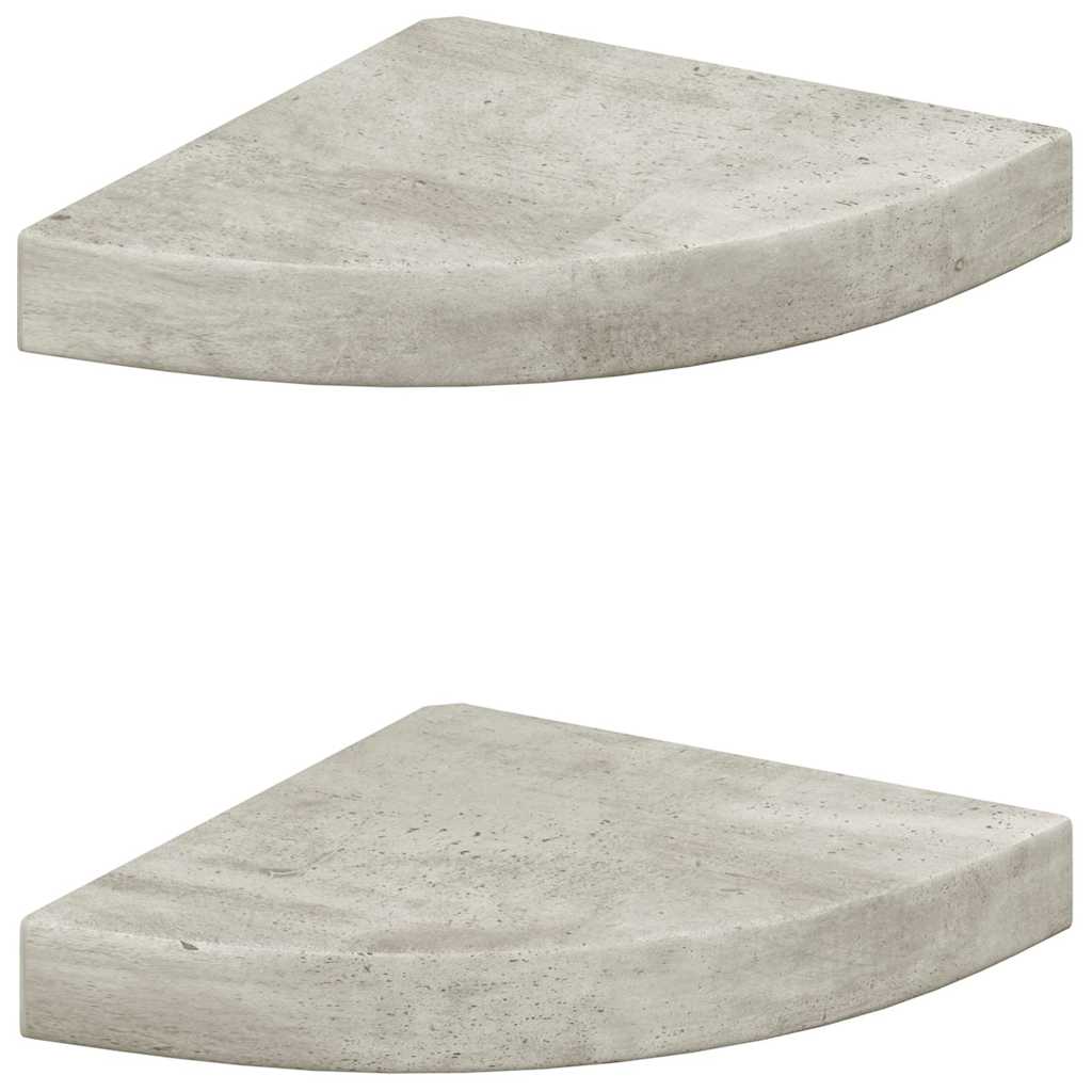 Vidaxl hoekwandschappen 2 st 25x25x3,8 cm mdf betongrijs