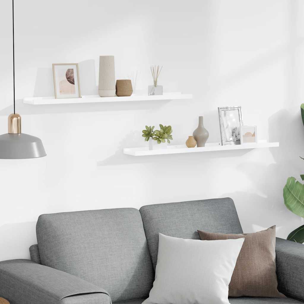 Vidaxl wandschappen 2 st 80x9x3 cm hoogglans wit