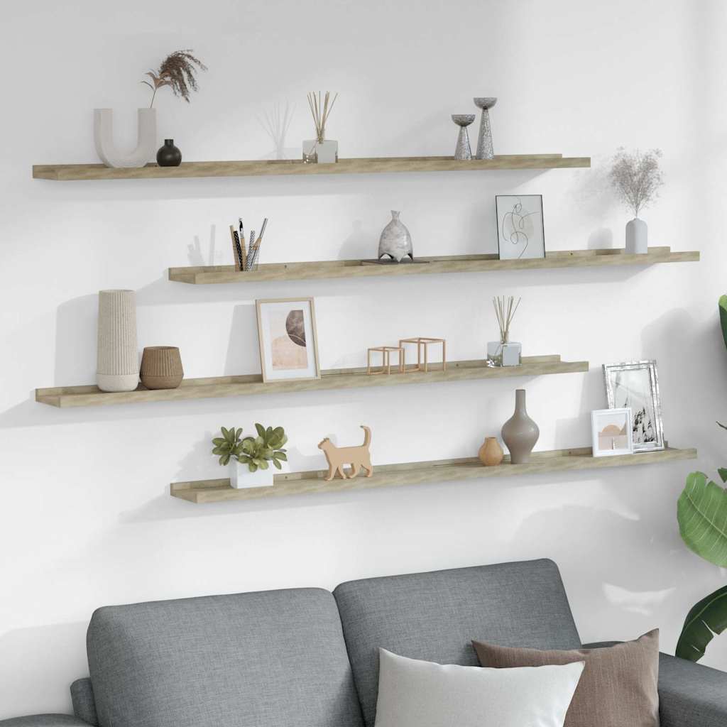 Vidaxl wandschappen 4 st 115x9x3 cm sonoma eikenkleurig