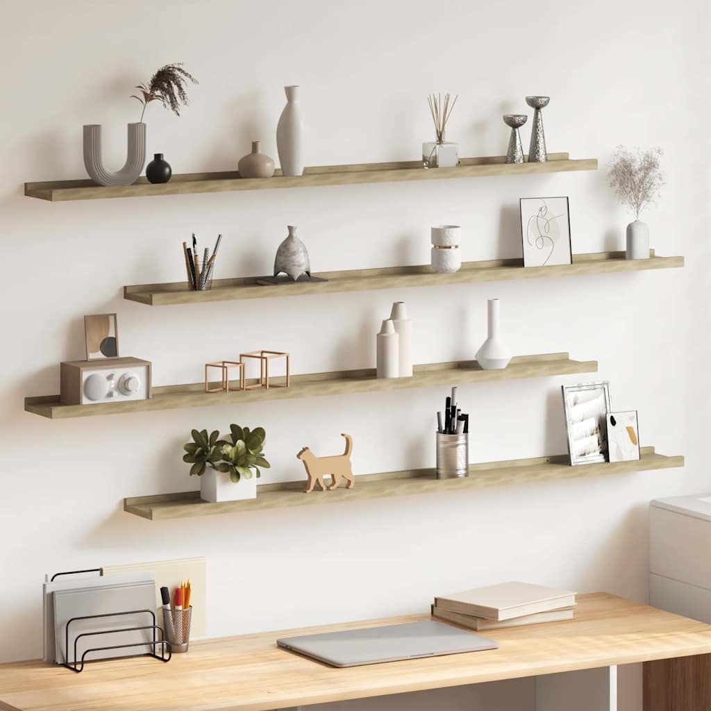 Vidaxl wandschappen 4 st 115x9x3 cm sonoma eikenkleurig