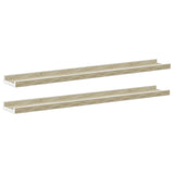 Vidaxl wandschappen 2 st 80x9x3 cm wit en sonoma eikenkleurig