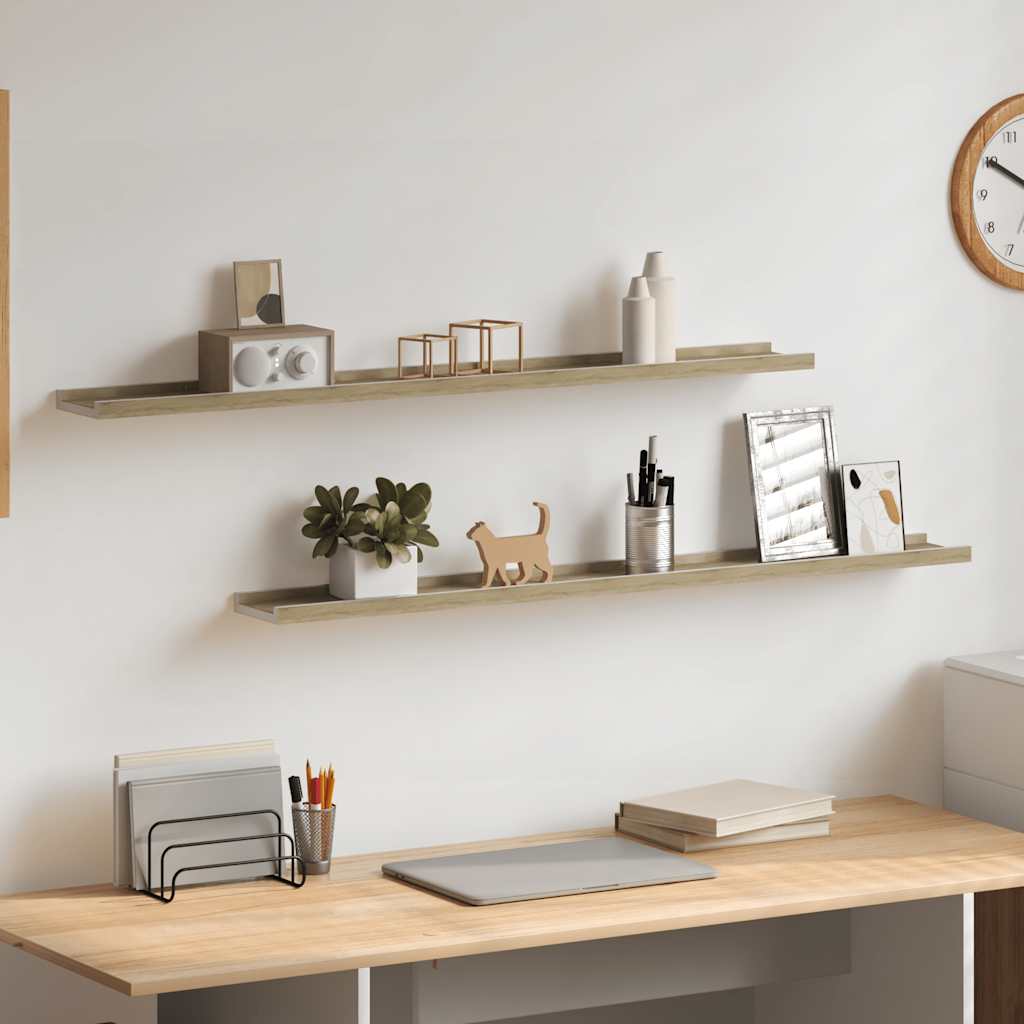 Vidaxl wandschappen 2 st 100x9x3 cm wit en sonoma eikenkleurig