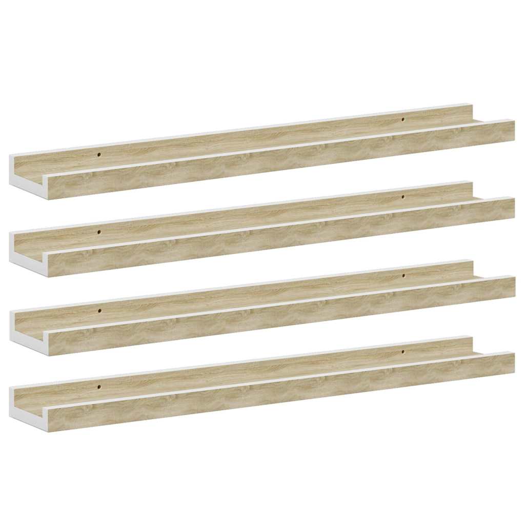 Vidaxl wandschappen 4 st 60x9x3 cm wit en sonoma eikenkleurig