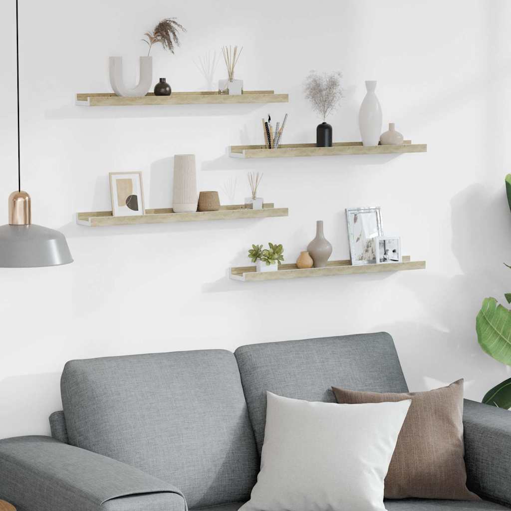 Vidaxl wandschappen 4 st 60x9x3 cm wit en sonoma eikenkleurig