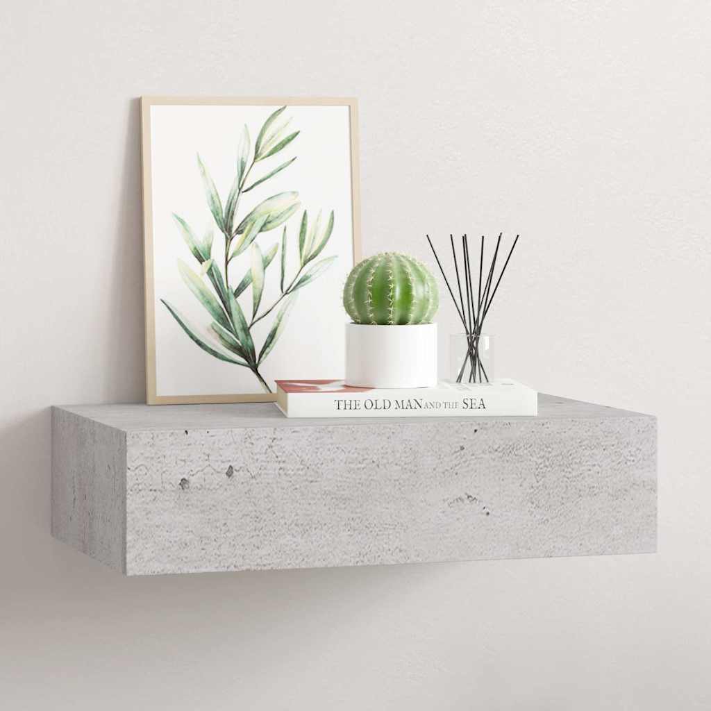 Vidaxl wandschap met lade 40x23,5x10 cm mdf betongrijs