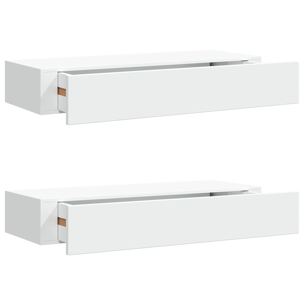 Vidaxl wandschappen 2 st met lade 60x23,5x10 cm mdf wit