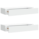 Vidaxl wandschappen 2 st met lade 60x23,5x10 cm mdf wit