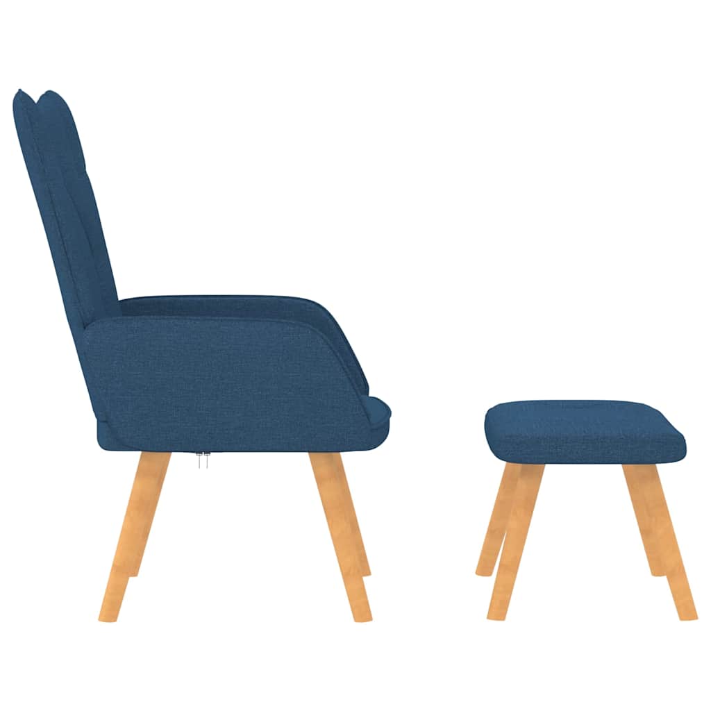 Vidaxl relaxstoel met voetenbank stof blauw