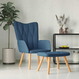 Vidaxl relaxstoel met voetenbank stof blauw