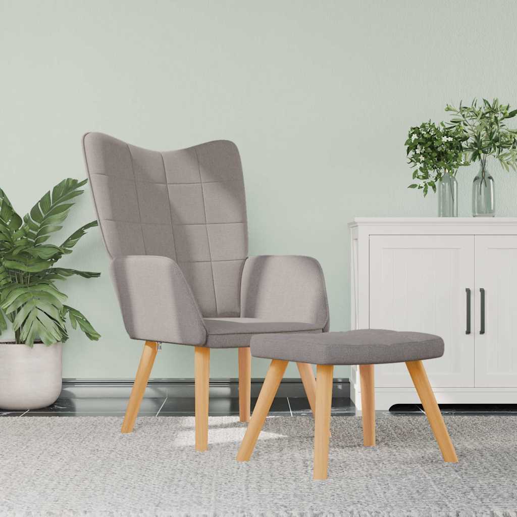 Vidaxl relaxstoel met voetenbank stof taupe