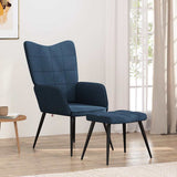 Vidaxl relaxstoel met voetenbank stof blauw