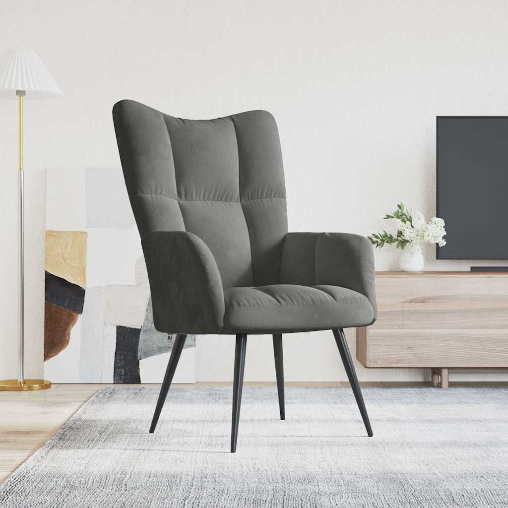 Vidaxl relaxstoel fluweel donkergrijs