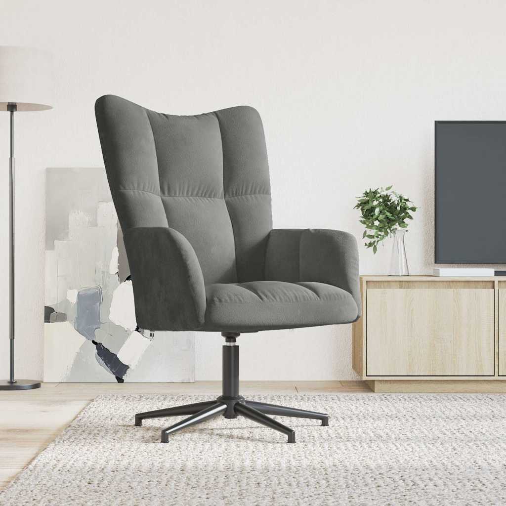 Vidaxl relaxstoel fluweel donkergrijs