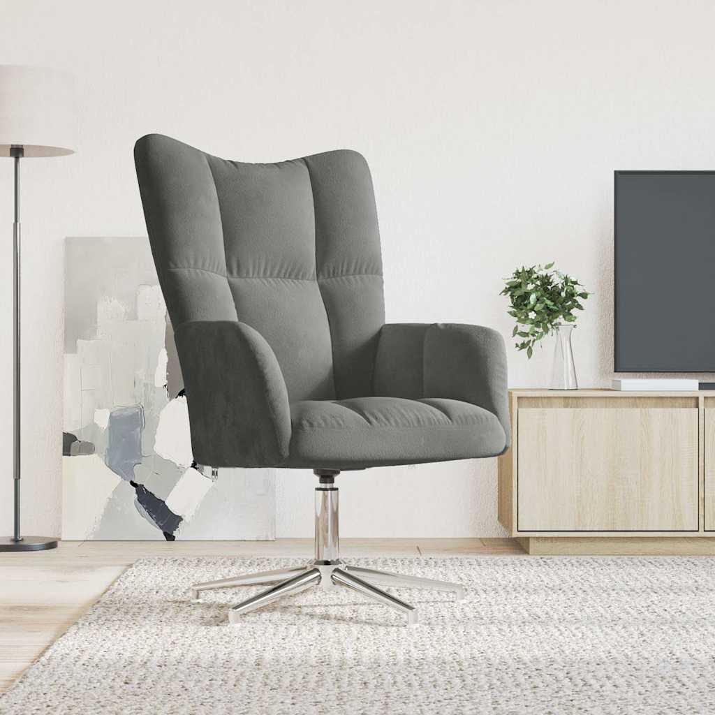 Vidaxl relaxstoel fluweel donkergrijs