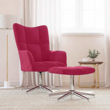 Vidaxl relaxstoel met voetenbank fluweel wijnrood