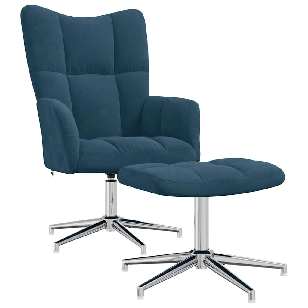 Vidaxl relaxstoel met voetenbank fluweel blauw