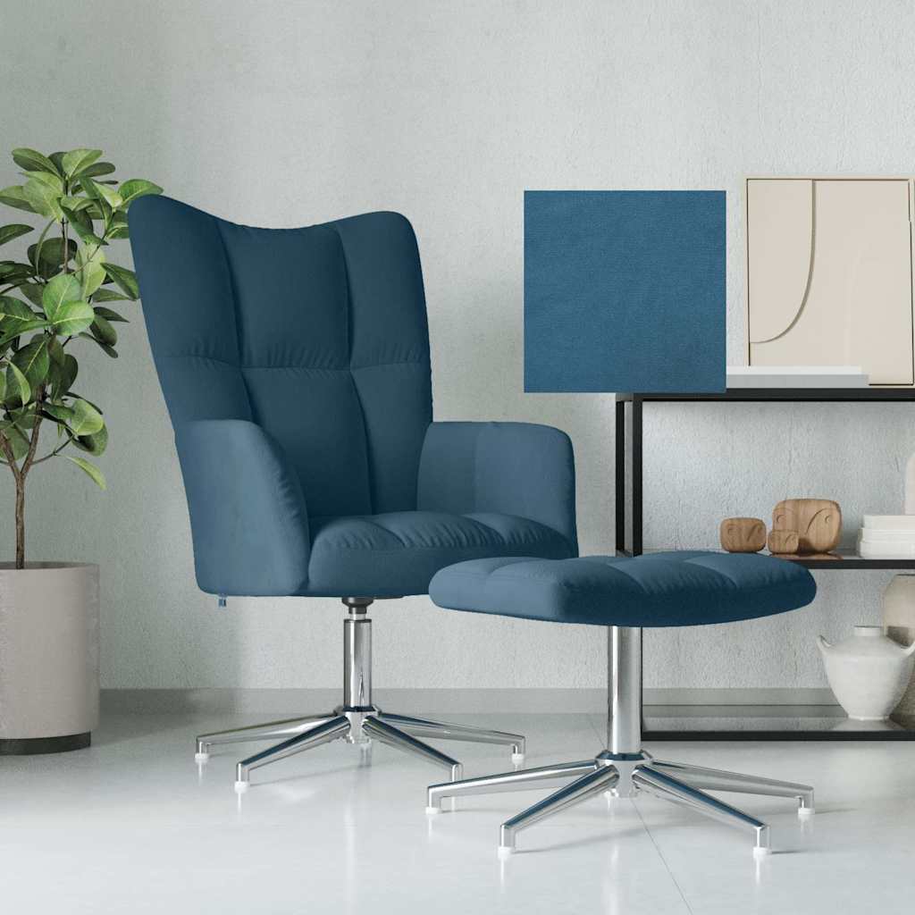 Vidaxl relaxstoel met voetenbank fluweel blauw