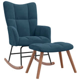 Vidaxl schommelstoel met krukje blauw fluweel