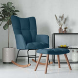 Vidaxl schommelstoel met krukje blauw fluweel