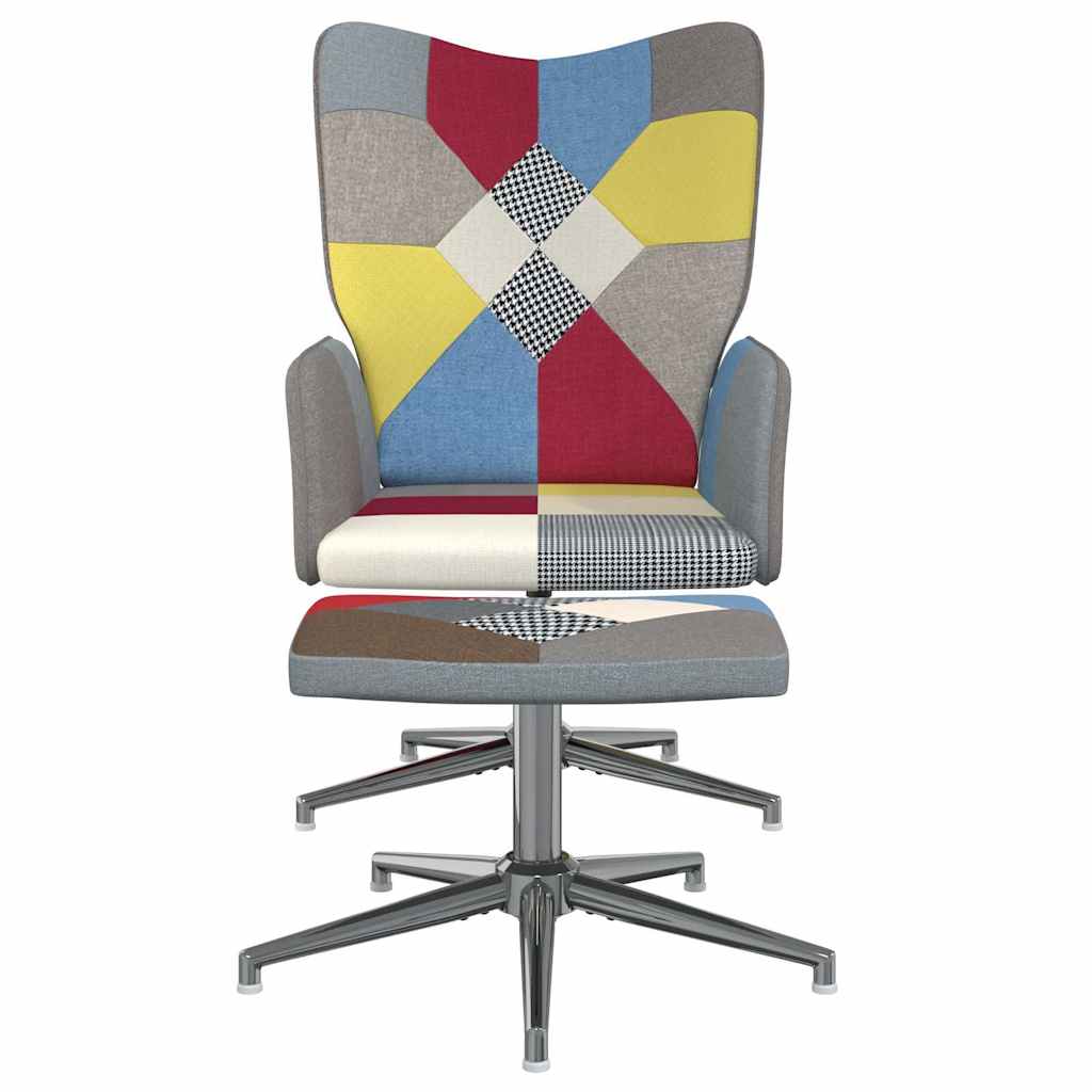 Vidaxl relaxstoel met voetenbank patchwork stof