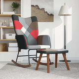 Vidaxl schommelstoel met voetenbank patchwork stof
