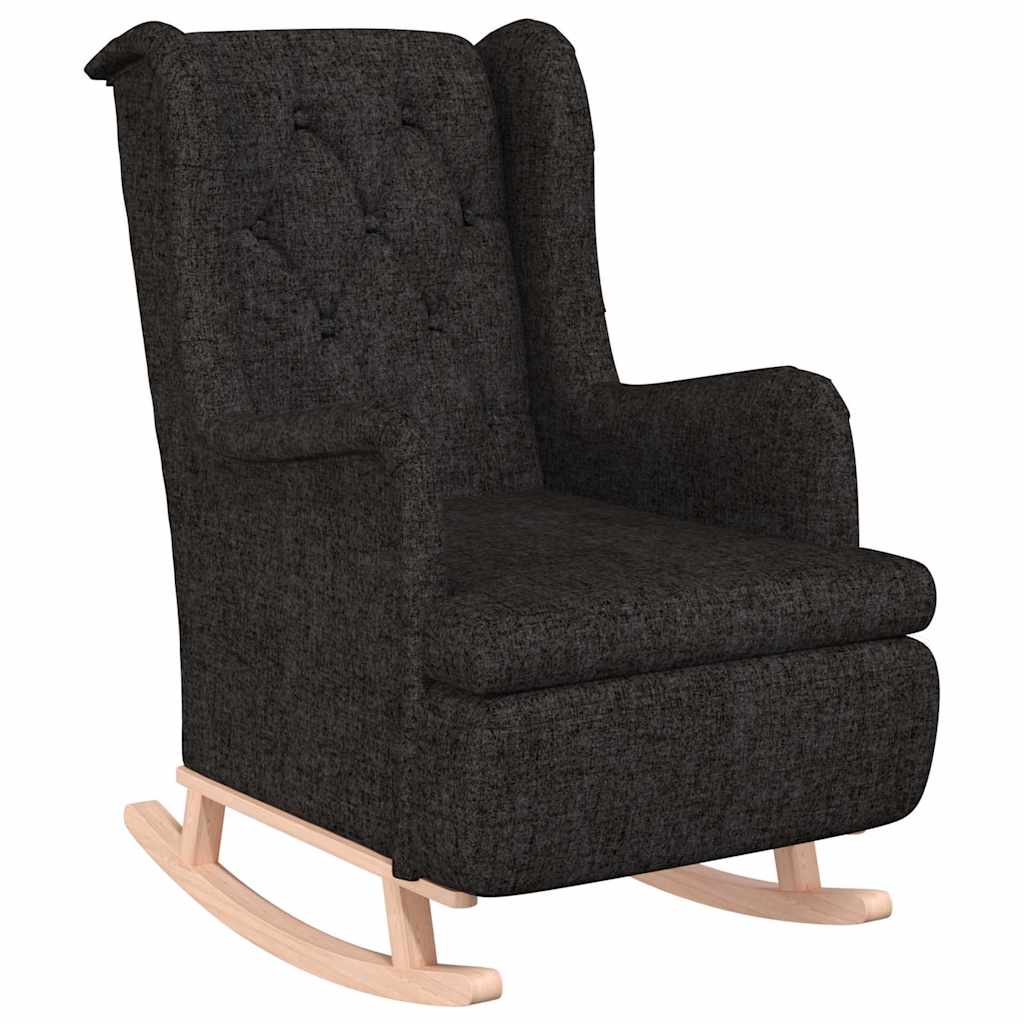 Vidaxl fauteuil met massief rubberwood schommelpoten stof zwart