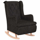 Vidaxl fauteuil met massief rubberwood schommelpoten stof zwart