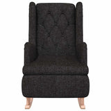 Vidaxl fauteuil met massief rubberwood schommelpoten stof zwart