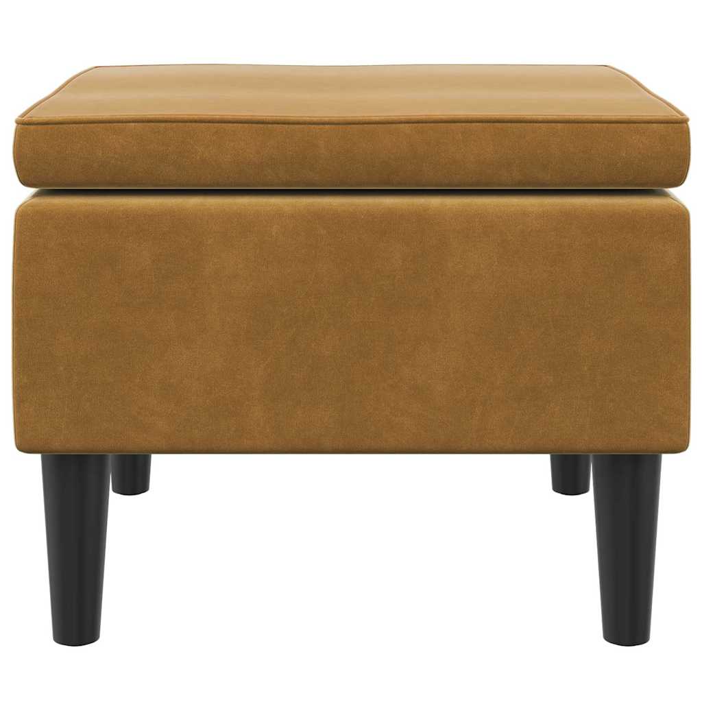 Vidaxl kruk met houten poten fluweel bruin