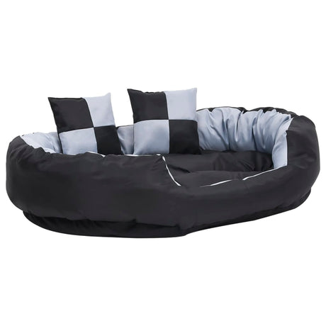 Vidaxl Dog Pushion reversibel og vaskbar 110x80x23 cm grå og sort