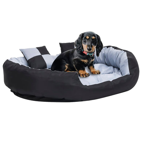 Vidaxl Dog Pushion reversibel og vaskbar 110x80x23 cm grå og sort
