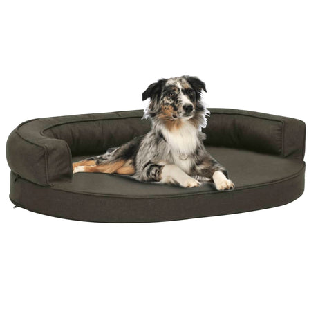 Vidaxl Dog Bed Ergonomic Linen-Look 75x53 cm mørkegrå