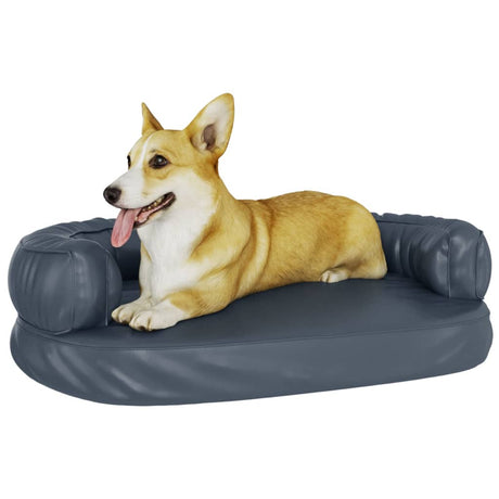 Vidaxl Dog Basket Ergonomisk skum 75x53 cm Kunstig læder mørkeblå