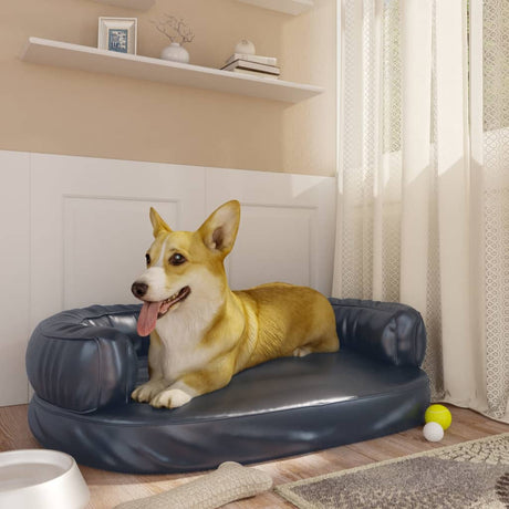 Vidaxl Dog Basket Ergonomisk skum 75x53 cm Kunstig læder mørkeblå