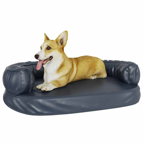 Vidaxl Dog Basket Ergonomisk skum 88x65 cm Kunstig læder mørkeblå