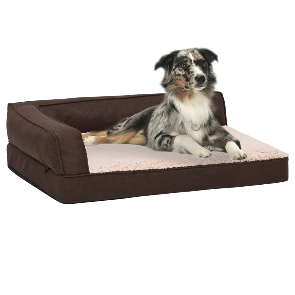 Vidaxl Dog Bed Ergonomic Linen-Look 60x42 cm fleece Brown