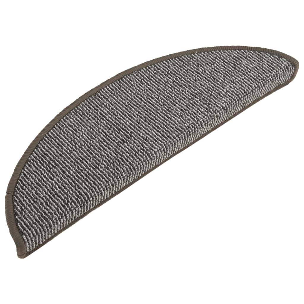 Vidaxl Stair Mats 15 St 56x17x3 cm grå semi -runde