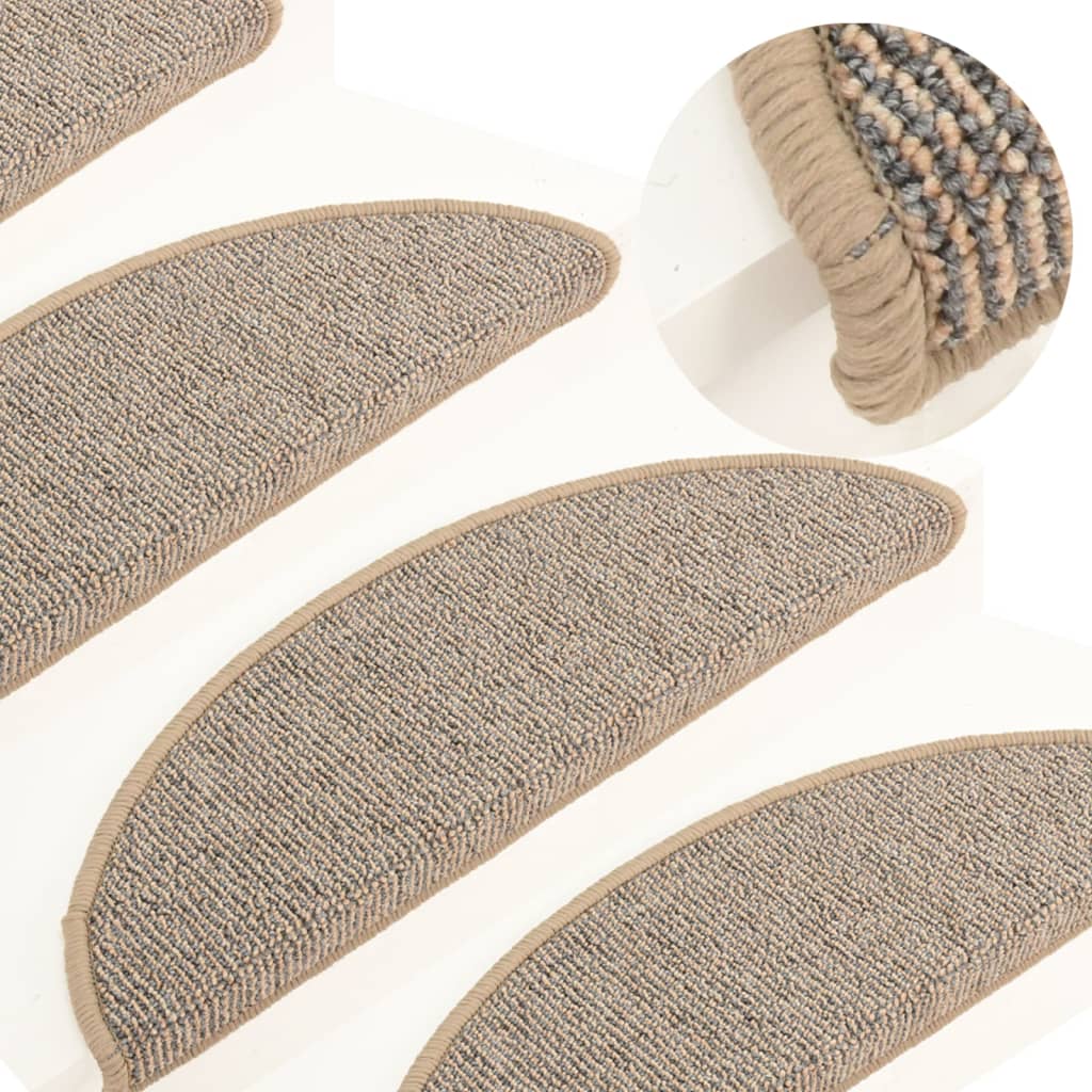 Vidaxl Stair Mats 15 St. 56x17x3 cm brun halvrund