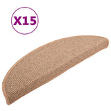 VidaXL trappemåtter 15 stk 56x17x3 cm lysebrune halvcirkelformede
