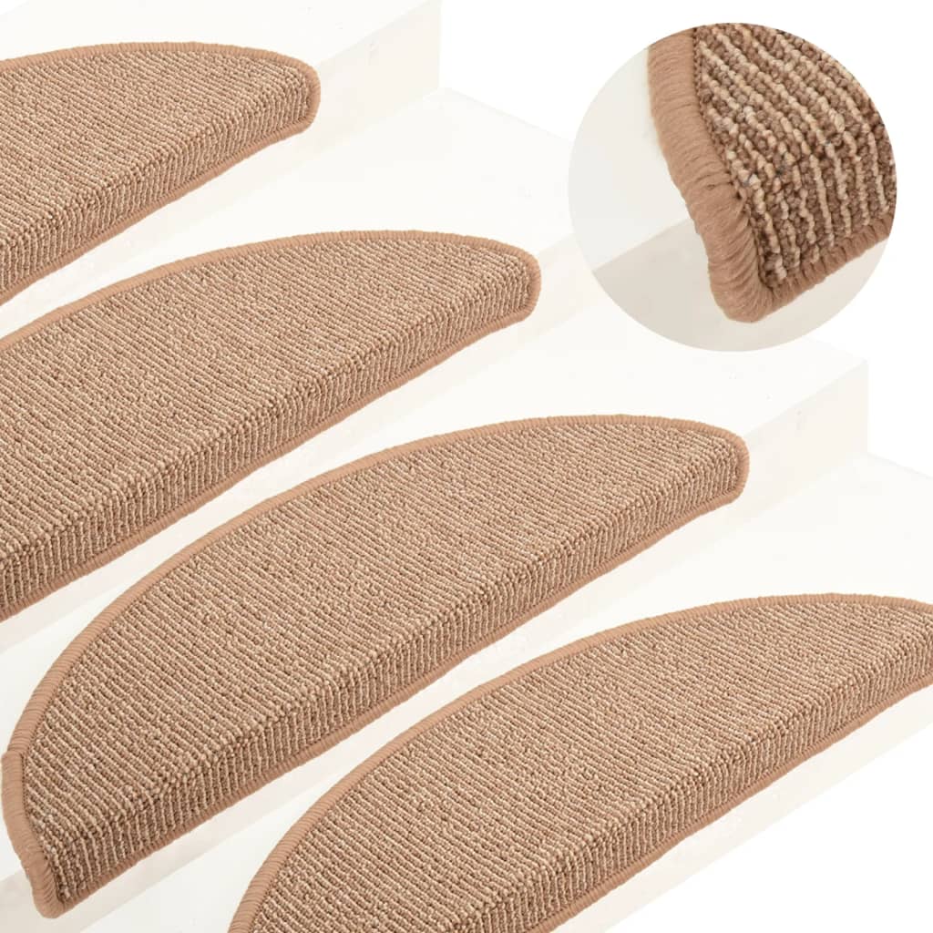 VidaXL trappemåtter 15 stk 56x17x3 cm lysebrune halvcirkelformede