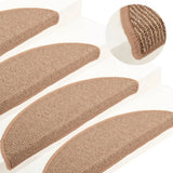 VidaXL trappemåtter 15 stk 56x17x3 cm lysebrune halvcirkelformede