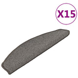 Vidaxl Stair Mats 15 stk 65x21x4 cm grå halvcirkulær stor