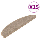 VidaXL trappemåtter 15 stk 65x21x4 cm brun halvrund stor