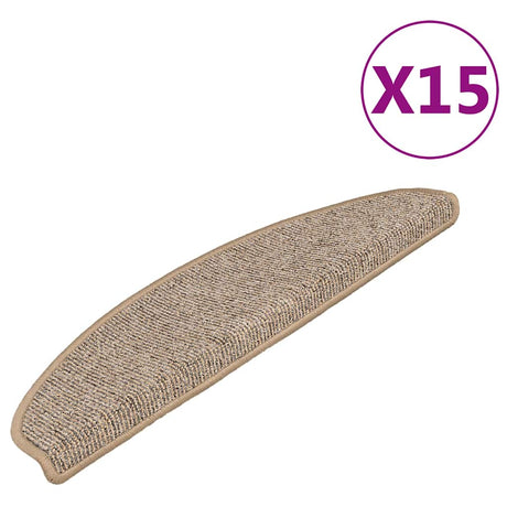 VidaXL trappemåtter 15 stk 65x21x4 cm brun halvrund stor