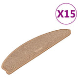 Vidaxx trappemåtter 15 stk 65x21x4 cm lysebrun halvrund stor