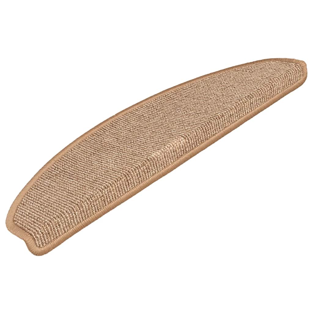 Vidaxx trappemåtter 15 stk 65x21x4 cm lysebrun halvrund stor