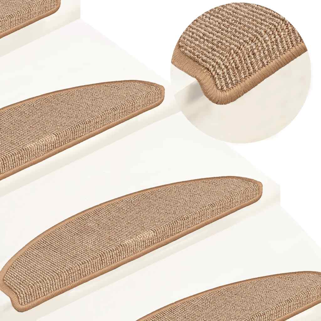 Vidaxx trappemåtter 15 stk 65x21x4 cm lysebrun halvrund stor